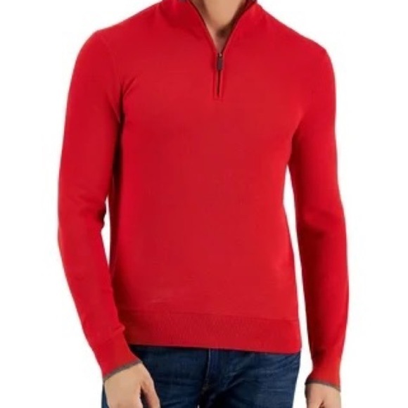 MICHAEL KORS Men's Red Half-Zip Sweater - Picture 1 of 7